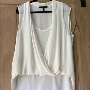 BCBGMaxAzria Ivory Drape Front Blouse